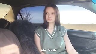 A cute girl played with her tongue and got cum in her mouth