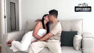 A girl receives a lot of sperm in her pussy