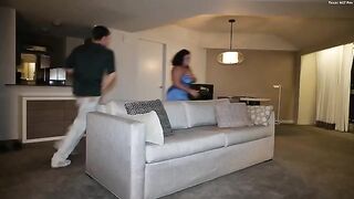Hot ebony chick gets her big tits squeezed and slapped hard