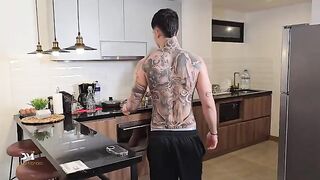 The coffee got cold while the MILF finished with a steamy finale