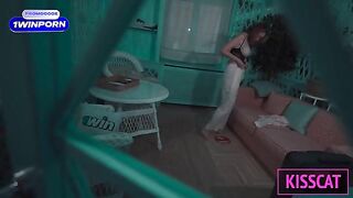 A woman has sex with her stepson in a hotel room, showcasing raw passion