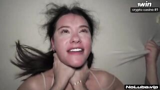 The girl made a geyser from her pussy, wetting her boyfriend