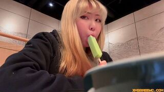 You're licking the cream, but you could lick something else