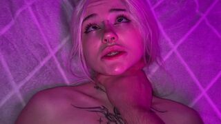 The guy chokes the girl and penetrates her harder in the throat