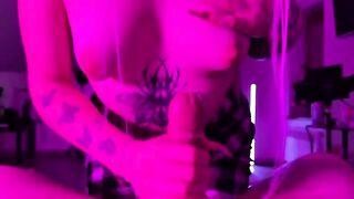 The guy chokes the girl and penetrates her harder in the throat