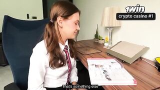 A schoolgirl is making her homework with her stepbrother in 2026