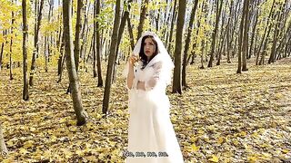 The bride got a cock in her white dress on wedding day