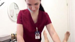 A hot nurse smoothes her client's body before the procedure