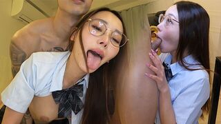 A cute girl in a school uniform was roughly fucked by her stepbrother