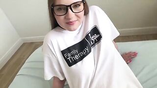 The girl with the nerdy look gets fucked hard by her stepbrother