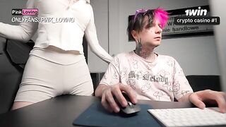 I clench my pussy, scream, and come, rubbing on the table