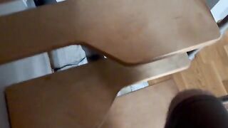 A cute 18-year-old girl sits on top and moves her hips to set the rhythm