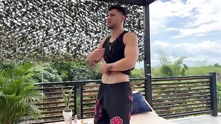 A girl is having fun with a guy in the massage session