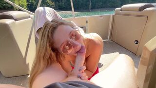 A couple enjoys a passionate pleasure cruise on spring break, getting creampied
