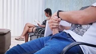 The girl helped the dentist with her mouth full of sperm