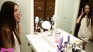 Girl is jumping with excitement as she gets fucked in the shower and on the bed