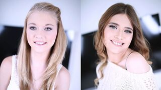 Cute teen Hannah Hays and Ariel McGwire in a thrilling POV blowjob scene