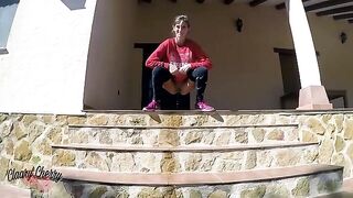 Long distance pee art with hot girls in public spaces